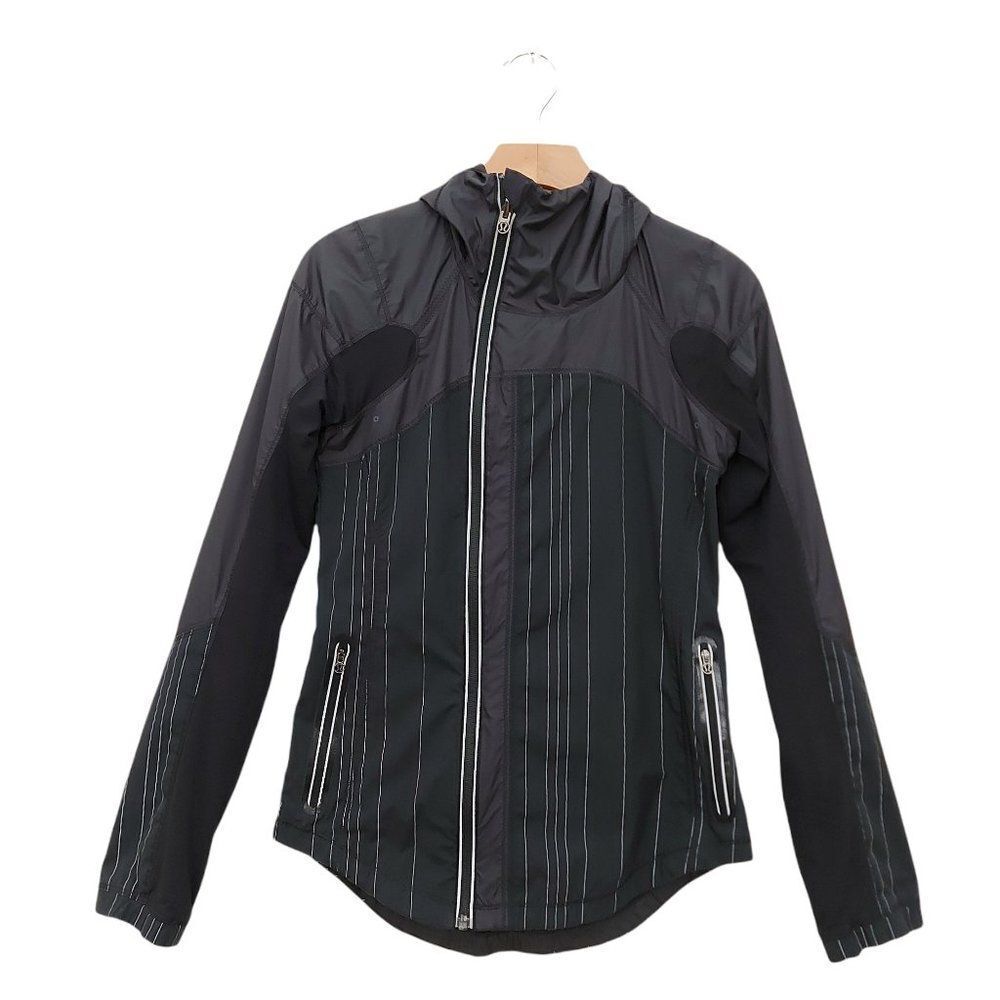 Lululemon Hooded Jacket Womens 4 Black Athletic Full Zip Long Sleeve Athletic